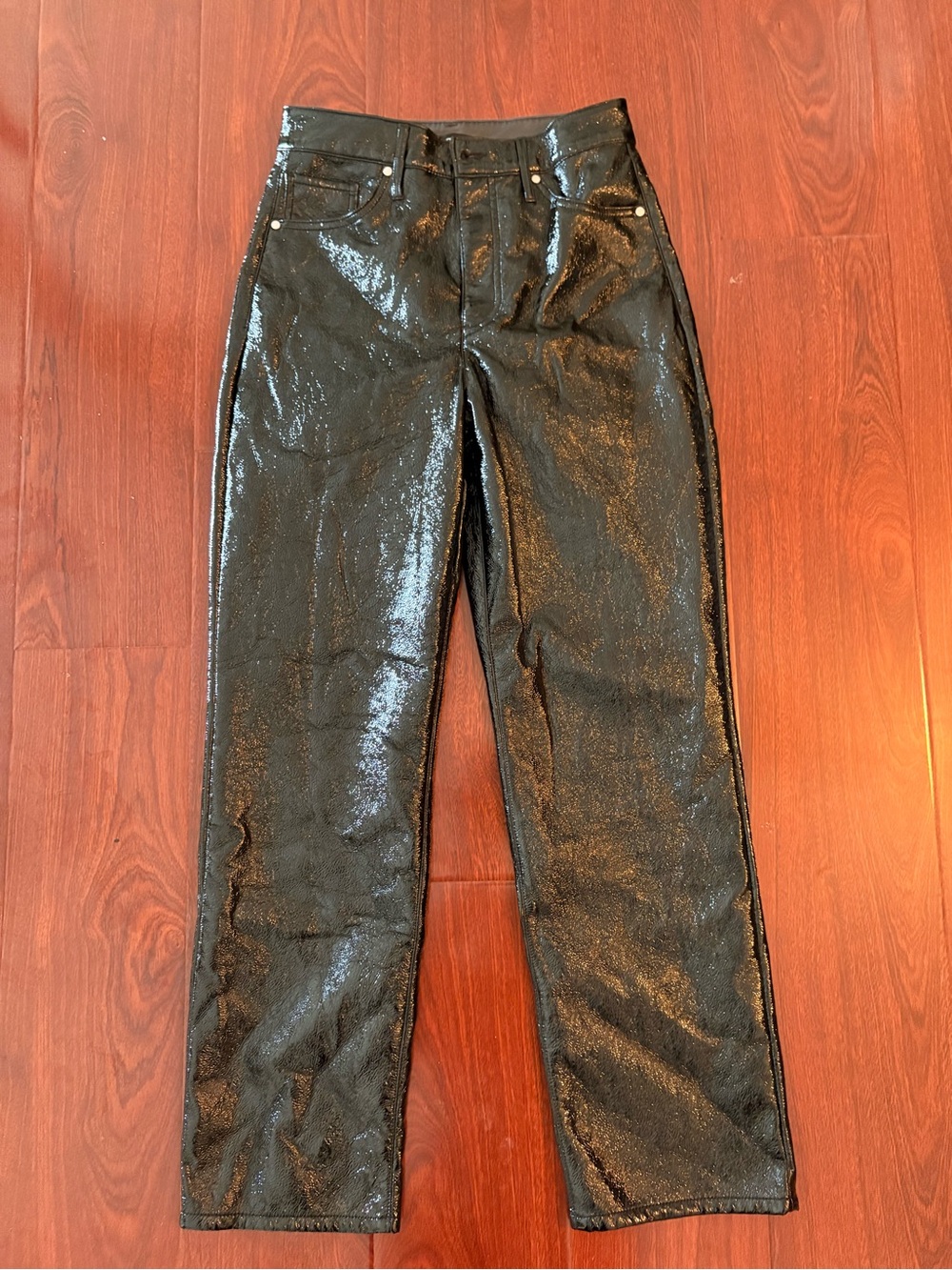 Express Women's Black Shiny Straight Jeans
